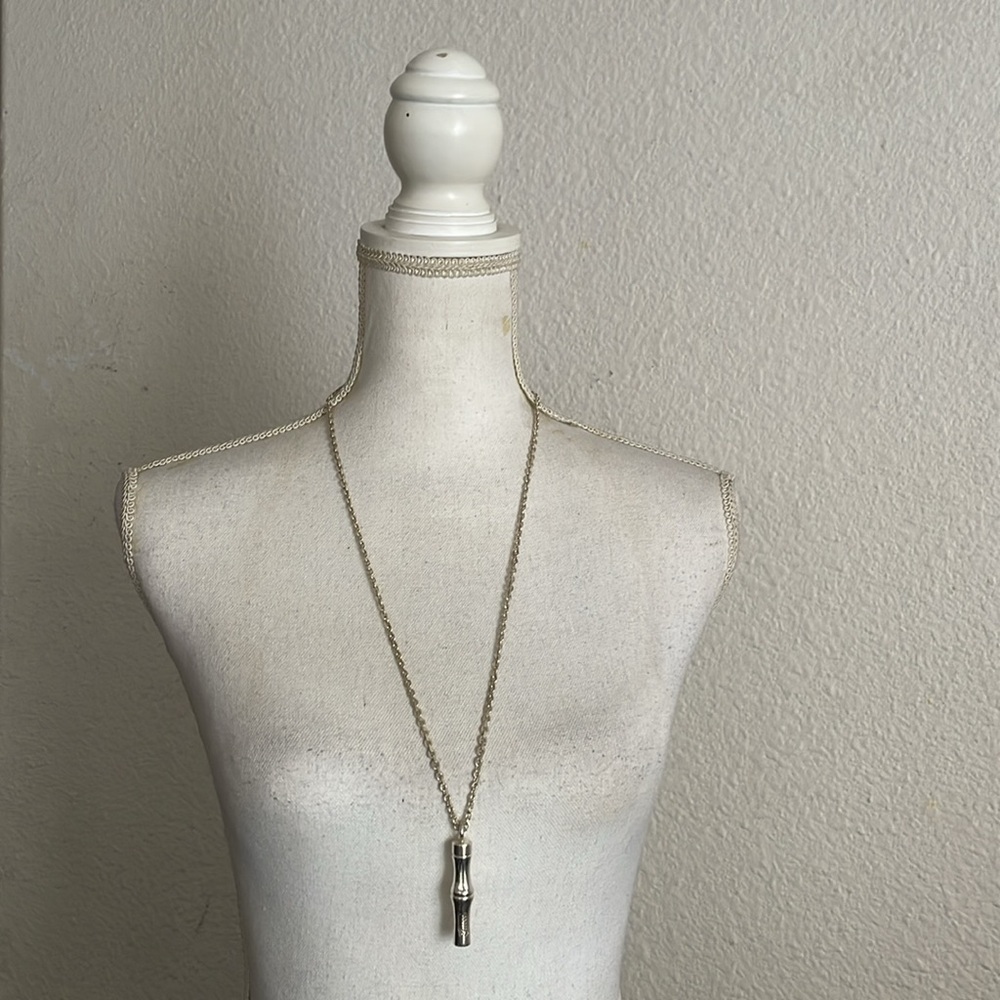 Authentic Gucci Silver Bamboo Pendant with Chain - Picture 15 of 16